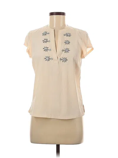 Pre-owned Ann Taylor Short Sleeve Blouse In White