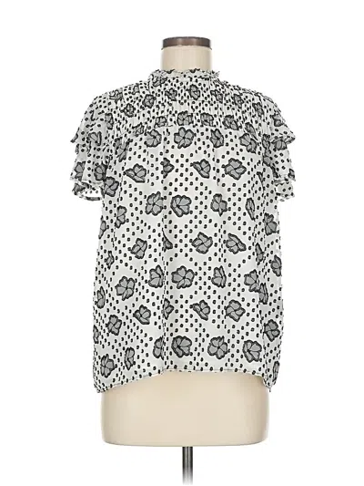 Pre-owned Ann Taylor Short Sleeve Blouse In White