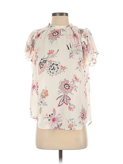 Pre-owned Ann Taylor Short Sleeve Blouse In White