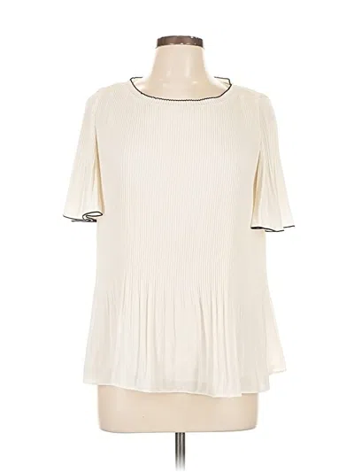 Pre-owned Ann Taylor Short Sleeve Blouse In White