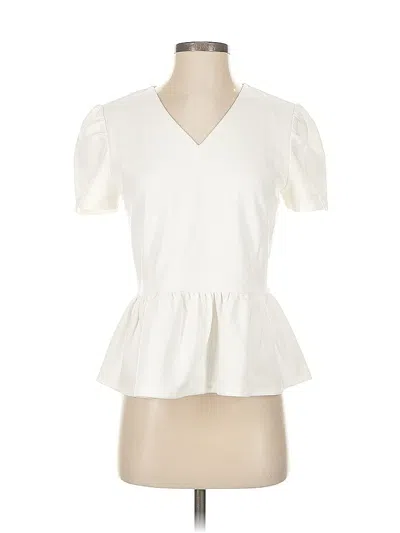 Pre-owned Ann Taylor Short Sleeve Blouse In White