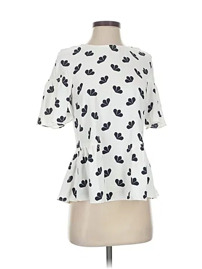 Pre-owned Ann Taylor Short Sleeve Blouse In White