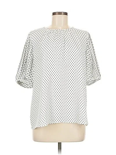 Pre-owned Ann Taylor Short Sleeve Blouse In White