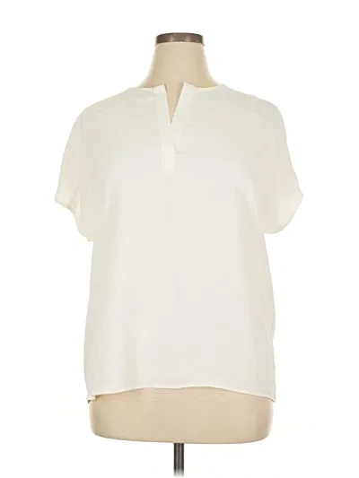 Pre-owned Ann Taylor Short Sleeve Blouse In White