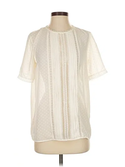 Pre-owned Ann Taylor Short Sleeve Blouse In White