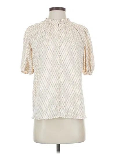 Pre-owned Ann Taylor Short Sleeve Blouse In White