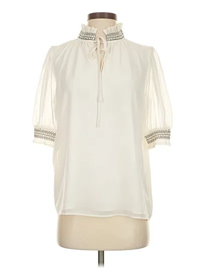 Pre-owned Ann Taylor Short Sleeve Blouse In White