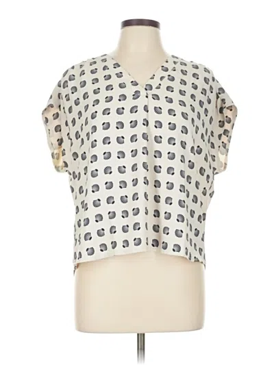 Pre-owned Ann Taylor Short Sleeve Blouse In White