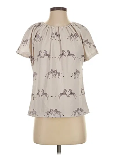 Pre-owned Ann Taylor Short Sleeve Blouse In White