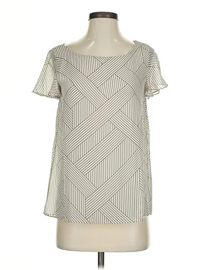 Pre-owned Ann Taylor Short Sleeve Blouse In White
