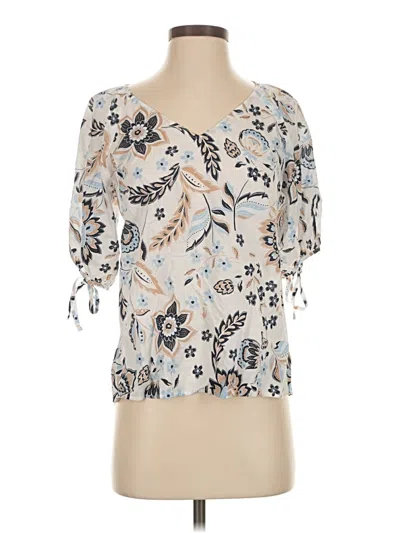 Pre-owned Ann Taylor Short Sleeve Blouse In White