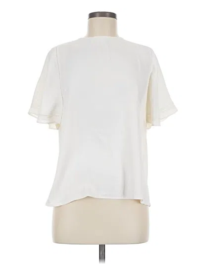 Pre-owned Ann Taylor Short Sleeve Blouse In White