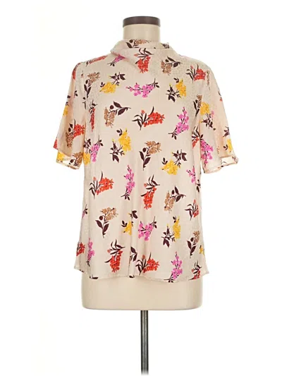 Pre-owned Ann Taylor Short Sleeve Blouse In White