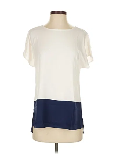 Pre-owned Ann Taylor Short Sleeve Blouse In White