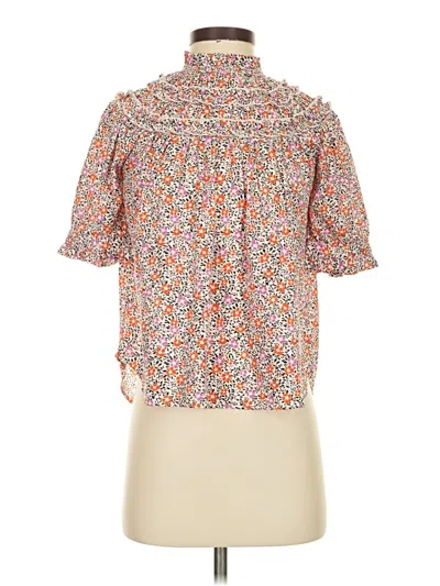 Pre-owned Ann Taylor Short Sleeve Blouse In White