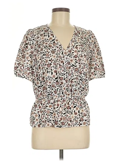 Pre-owned Ann Taylor Short Sleeve Blouse In White