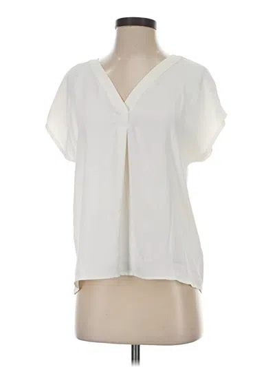 Pre-owned Ann Taylor Short Sleeve Blouse In White