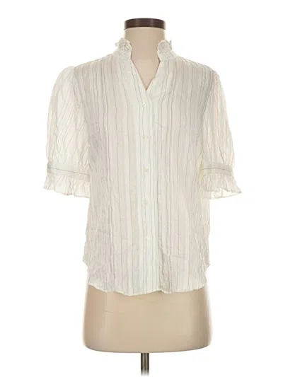 Pre-owned Ann Taylor Short Sleeve Blouse In White