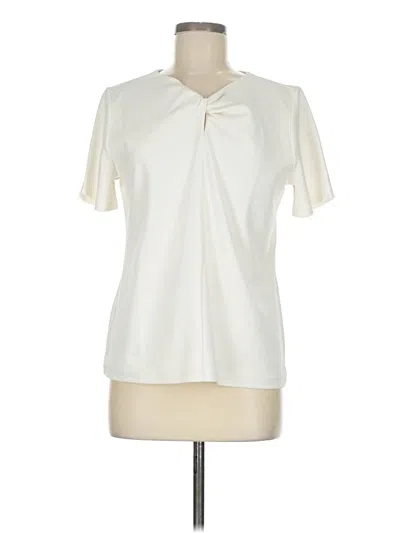 Pre-owned Ann Taylor Short Sleeve Blouse In White