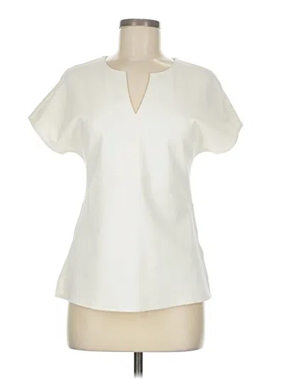 Pre-owned Ann Taylor Short Sleeve Blouse In White