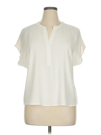 Pre-owned Ann Taylor Short Sleeve Blouse In White