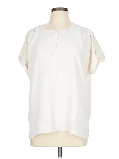 Pre-owned Ann Taylor Short Sleeve Blouse In White