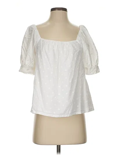 Pre-owned Ann Taylor Short Sleeve Blouse In White
