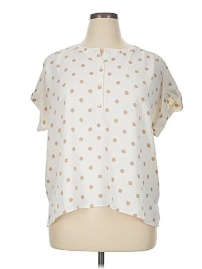 Pre-owned Ann Taylor Short Sleeve Blouse In White