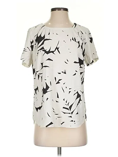 Pre-owned Ann Taylor Short Sleeve Blouse In White