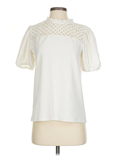 Pre-owned Ann Taylor Short Sleeve Blouse In White