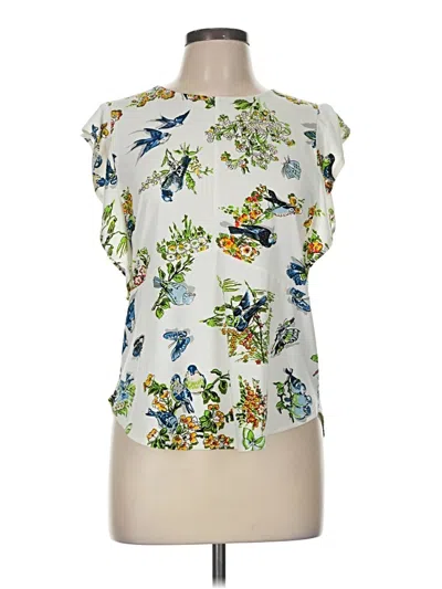 Pre-owned Ann Taylor Short Sleeve Blouse In White