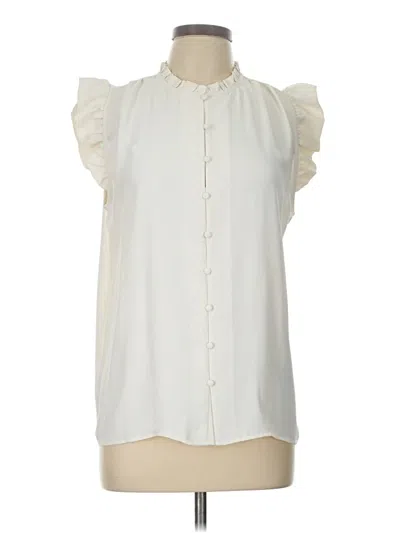 Pre-owned Ann Taylor Short Sleeve Blouse In White