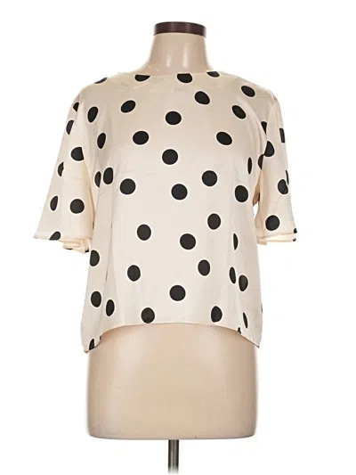 Pre-owned Ann Taylor Short Sleeve Blouse In White