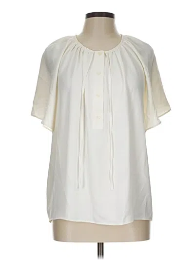 Pre-owned Ann Taylor Short Sleeve Blouse In White