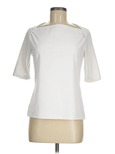 Pre-owned Ann Taylor Short Sleeve Blouse In White