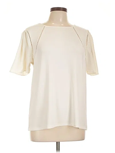 Pre-owned Ann Taylor Short Sleeve Blouse In White