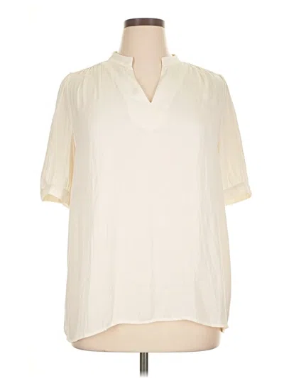 Pre-owned Ann Taylor Short Sleeve Blouse In White