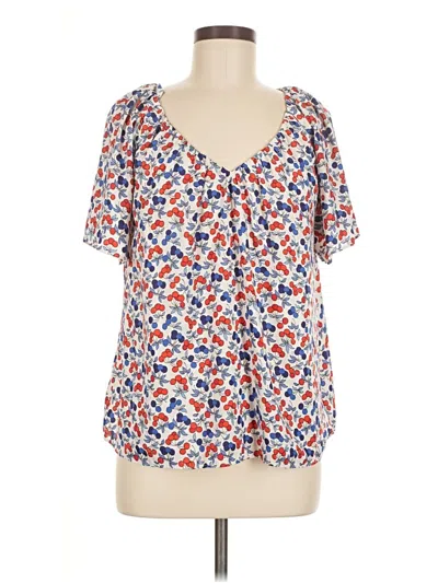 Pre-owned Ann Taylor Short Sleeve Blouse In White