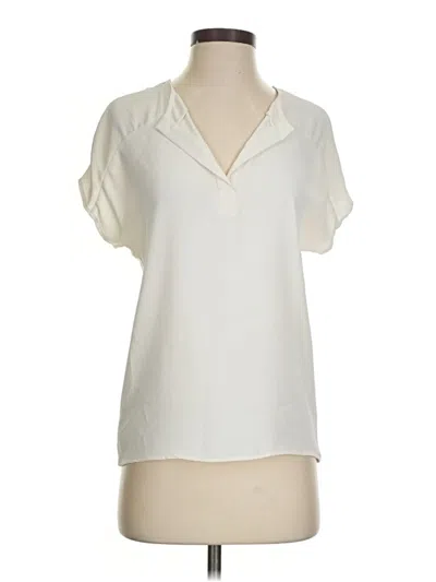 Pre-owned Ann Taylor Short Sleeve Blouse In White