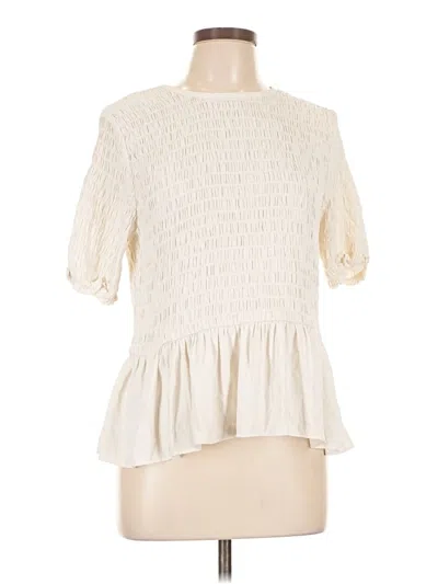 Pre-owned Ann Taylor Short Sleeve Blouse In White