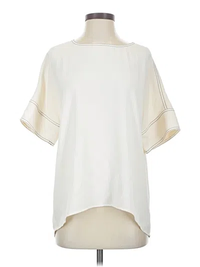 Pre-owned Ann Taylor Short Sleeve Blouse In White