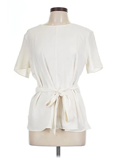 Pre-owned Ann Taylor Short Sleeve Blouse In White