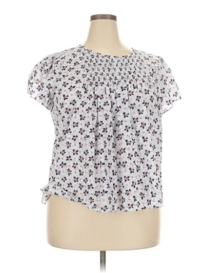 Pre-owned Ann Taylor Short Sleeve Blouse In White
