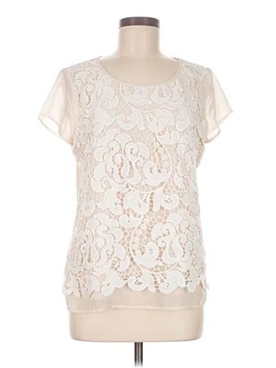 Pre-owned Ann Taylor Short Sleeve Blouse In White