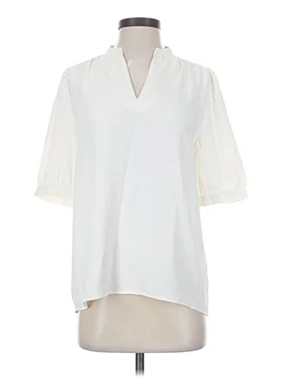 Pre-owned Ann Taylor Short Sleeve Blouse In White