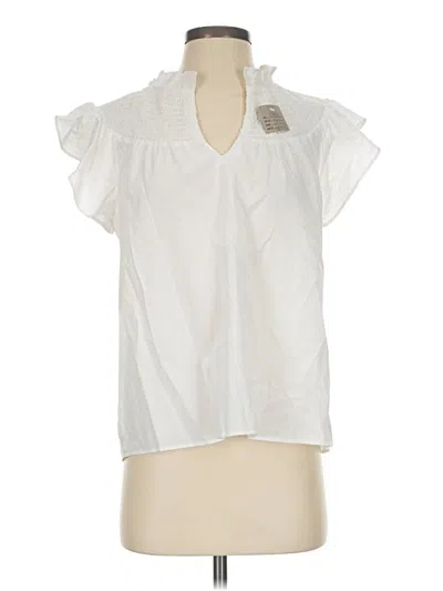 Pre-owned Ann Taylor Short Sleeve Blouse In White
