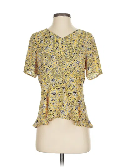 Pre-owned Ann Taylor Short Sleeve Blouse In Yellow