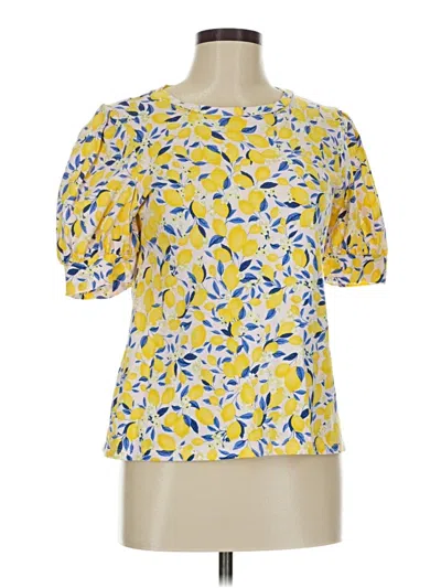 Pre-owned Ann Taylor Short Sleeve Blouse In Yellow