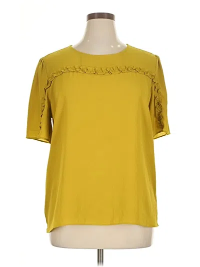 Pre-owned Ann Taylor Short Sleeve Blouse In Yellow