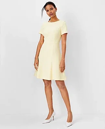 Ann Taylor Short Sleeve Flare Dress In Pale Chamomile